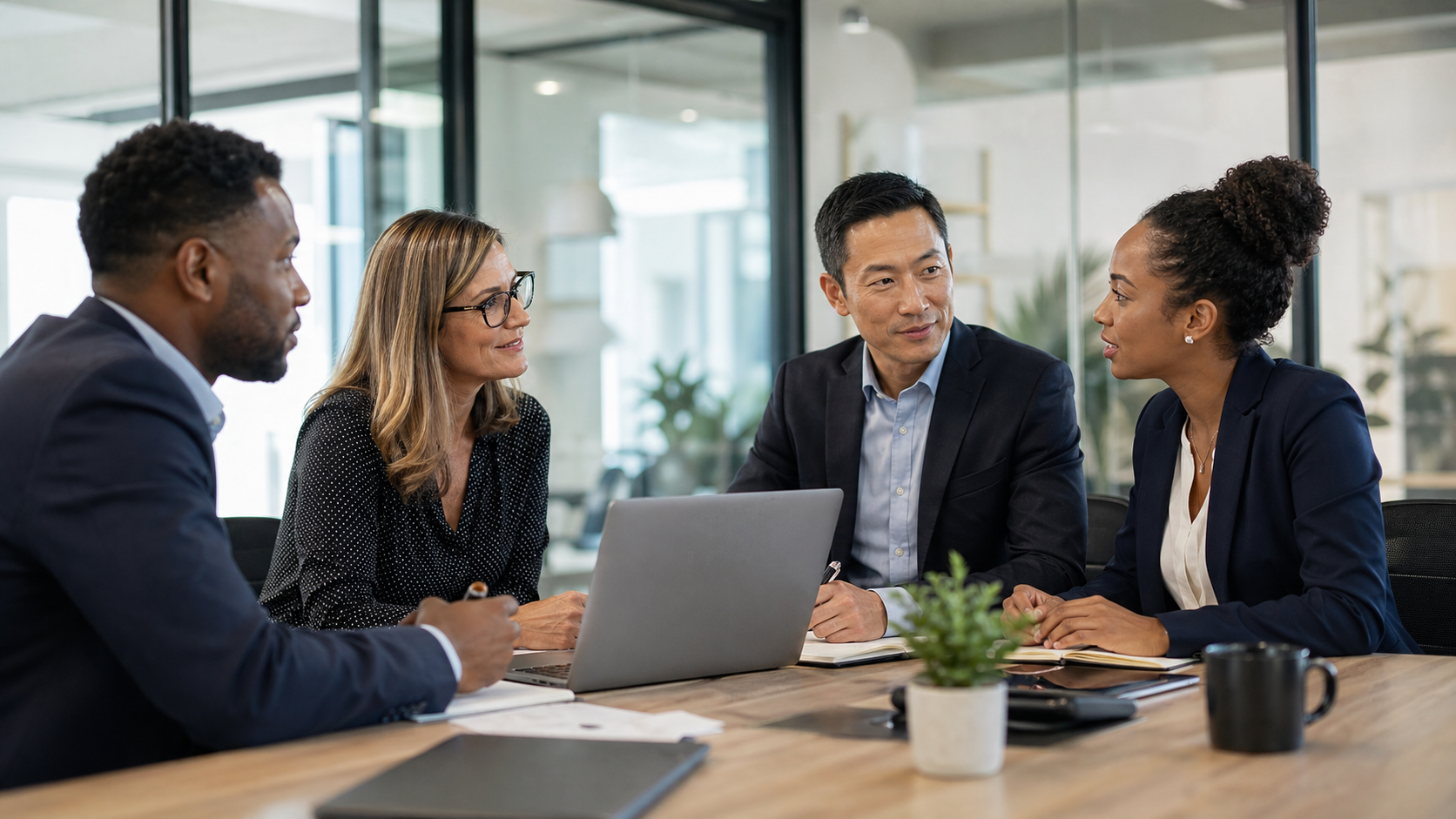 Trusted referral partners discussing family financial reviews