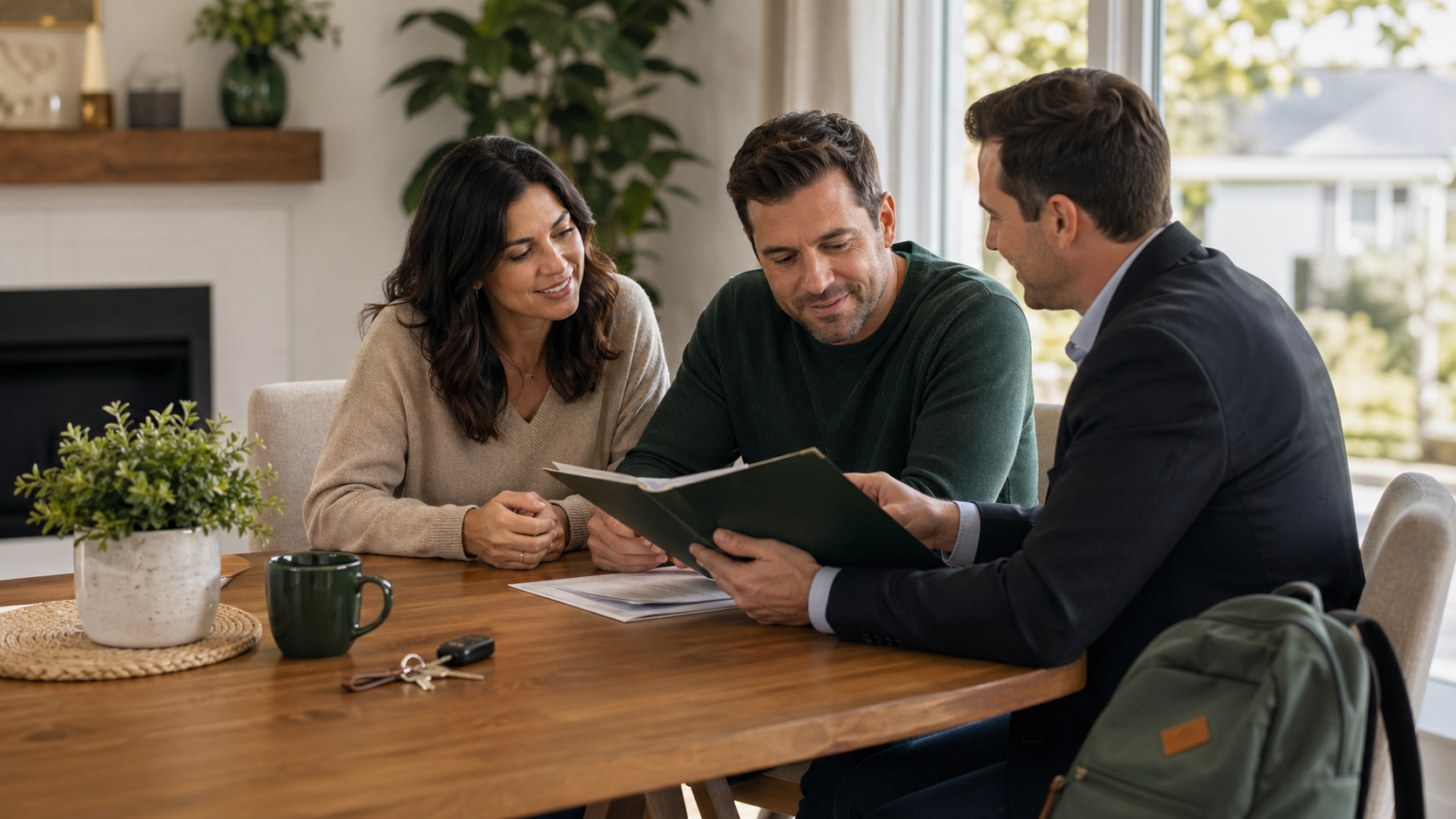 Family reviewing protection coverage and mortgage obligations with an advisor